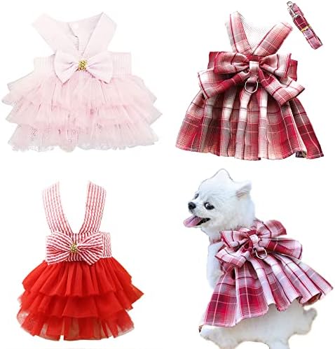 Клопон 3 парчиња кучиња поводник постави облека за кученца за мали кучиња грили, фустани за кутре маче зимски носии фустан s