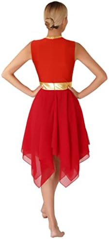 Blockизио женски блок во боја, пофалби, лирски танцов фустан без ракави литургиско обожавање Неправилен костим за танцување на