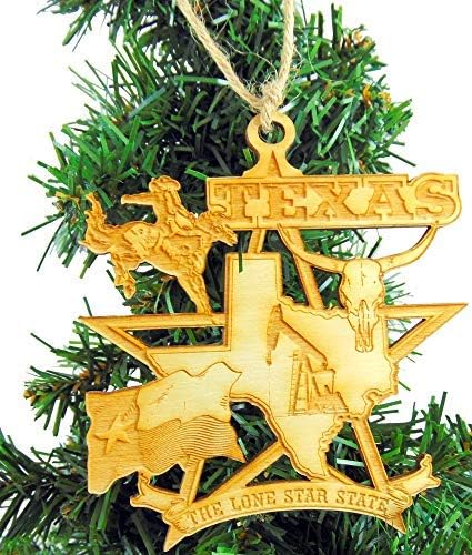 Вестмон работи Божиќна украс од Тексас, дрвена осамена декорација на starвезда, направена во САД