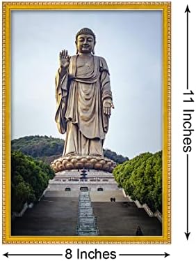 999STORE Lord Lord Buddha Statue Photo сликарство со фото рамка за Храмот / Мандир Буда статуа Фото рамка God031