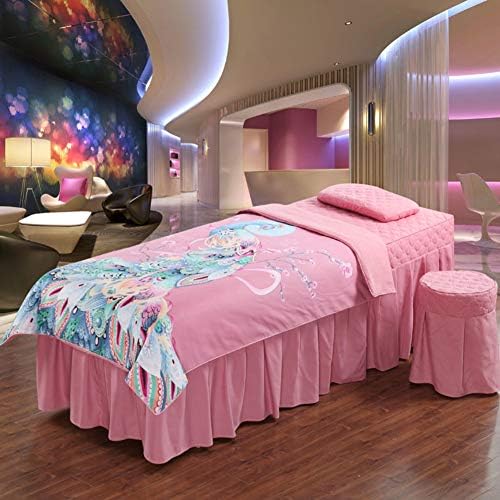Печатење сетови за масажа за масажа, цврста боја за кревет за убавина за убавина, задебелен полиестер салон салон за кревети поставени