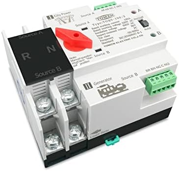 Vogoyo 1PCS Еднофазен DIN Rail ATS 220V Dual Power Automatic Transfer Electrical Selector Switcher 2p 63A 100A 125A