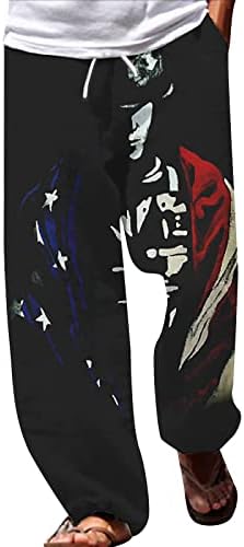 Миашуи Отворено Мажи Американско Знаме Патриотски Панталони За Мажи 4 од јули Хипи Харем Панталони Широки Бохо Јога Секојдневен