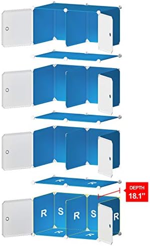 Yozo Cube Storage Organzier Portable Gardate Classer Proter Posser Protebtable Couble Cube Sholf Armoire Pantry Cabinate, 8 врати,