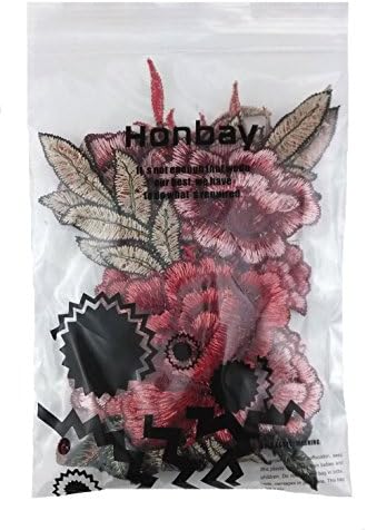 Honbay 2 пара розово цвеќе за везење Апликација за лепенка за занаетчиска декорација
