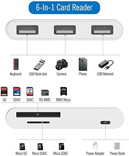 Компатибилен со IPHONE/iPad НА USB Адаптер, 6 во 1 USB Камера на Iphone/ iPad Адаптер СО SD &засилувач; Tf Картичка Читач, Испорака На Енергија,