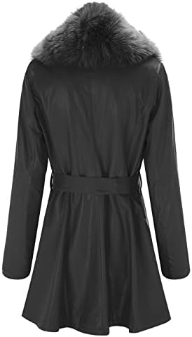 Женски faux кожни палта одвојлива јака елегантна тенок дебел плус големина топла мода надворешна облека долга лажна јакна