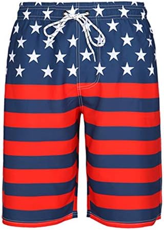 Bmisegm мажи Шорцеви кратки американско знаме за знаме за знаме за печатење на знаме на плажа, машки панталони, машки панталони, машки пливање