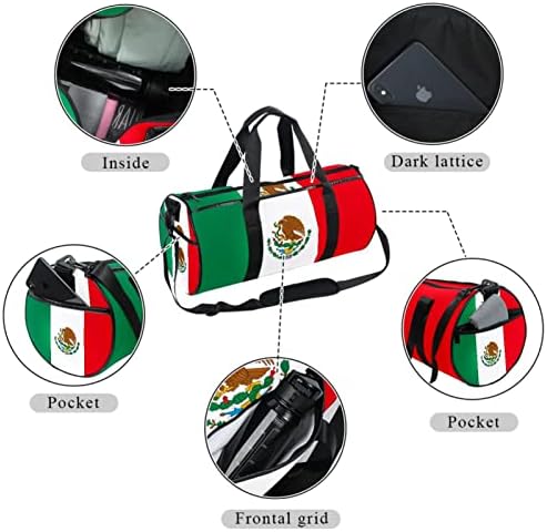Знаме На Мексико Дафел Торба За Носење Рамо Платнена Патна Торба За Спортски Танц Во Теретана Викенд Патување