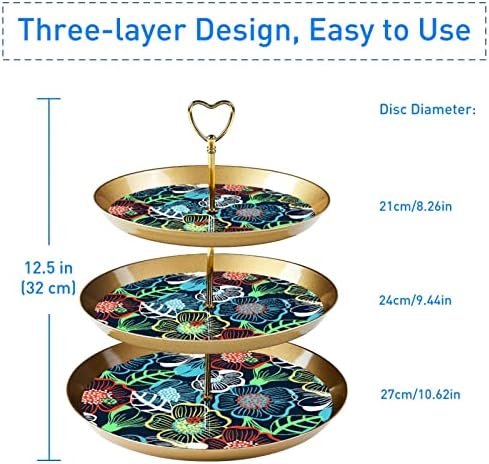 Шарени Цвет Три Ниво Торта Штанд Овошје Плоча За Десерти Колачи Бонбони Овошје Вклучена Штанд За Свадба Дома Партија Служат Послужавник