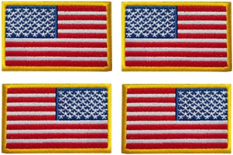 4 Американско знаме, 5mlggoods Обратно црвено американско знаме за шиење, Патриотска тактика САД Униформни амблеми, со кука и јамка