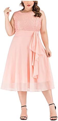 Eaktool Модерно повлекување на половината на половината пукна чипка ретро голем полите тенок фустан лаги големина за жени фустани на плажа