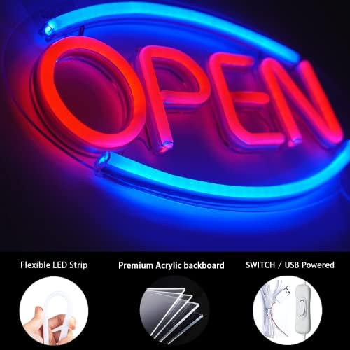 Отворени неонски знаци светла 18'x 8,7 'Голем LED Wallиден светлосен декор роман ноќ неонски ламби напојувани од USB жица за спална