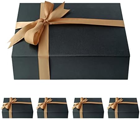 CXDBXD 5 Кутии За Подароци со Лента, 10, 5x7, 5x3, 15 Инчи, Црни Кутии За Подароци Со Капаци За Магнетно Затворање За Денот