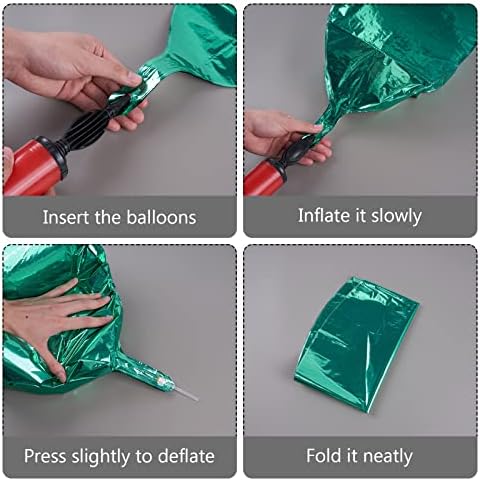 Partywoo зелени балони, 6 парчиња балони со зелена фолија, 22 инчи гигантски 4D балони со фолија, големи балони на милар, балони за украси