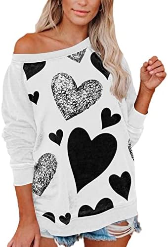 ЏЕЈХАЕВИ Жените Сакаат Срце Дуксер Среќен Денот На Вљубените Кошули Графички Пуловери Обични Врвови Пуловер