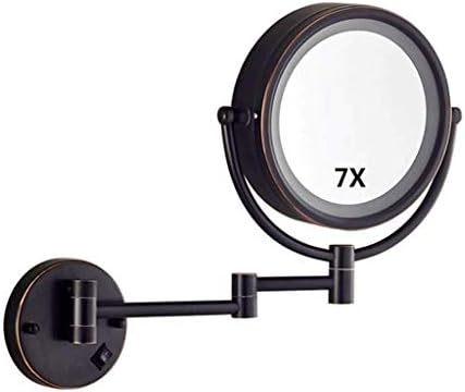 Futeni Vanity Mirror, шминка огледало Vanity Mirror LED осветлен wallид монтиран 7x зголемување од двострана 360 ° вртење на козметичко огледало