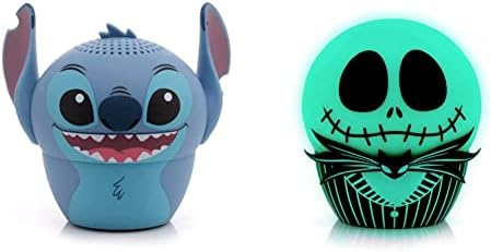 Bitty Boomers Disney: Stitch - Mini Bluetooth Sounder & Disney: Tim Burton's The Nightmare Пред Божиќ - Jackек Скелингтон - Сјај во темнината