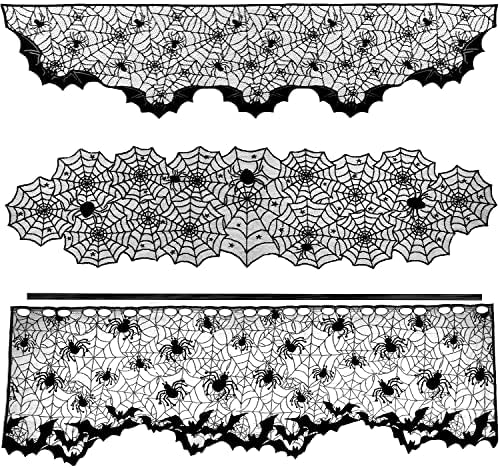 3 Парчиња Ноќта На Вештерките Црна Чипка Пајажина Украси Вклучуваат Ноќта На Вештерките Камин Шамија Ноќта На Вештерките Пајажина Чипка Чаршав