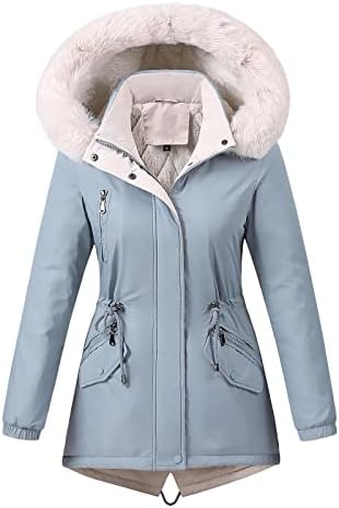 Зимски топли палта жени пуфери густа јакна водоотпорна снежна парка со отстранлив аспиратор за крзно од крзно преголема