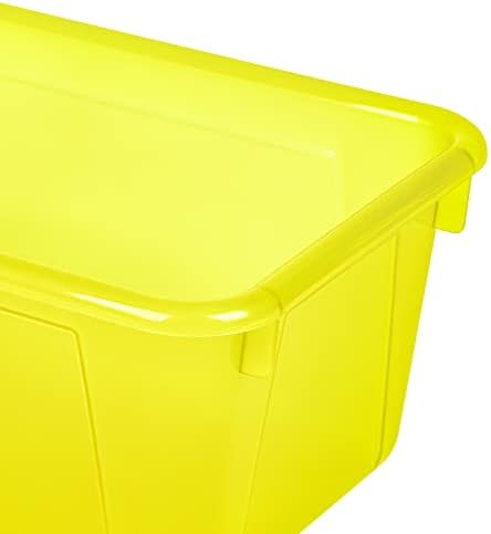 Мали канти за куби за Storex-Пластични контејнери за складирање за училница со капа на капакот што не е SNAP, 12,2 x 7,8 x 5,1 инчи, жолта боја, 5-пакет