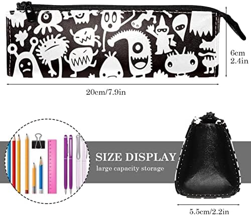 Laiyuhua Преносна стилска торба со моливи, пун кожен пенкало, компактен патент торбички, козметичка торба канцеларија додаток Организатор торбичка разни духови на црн