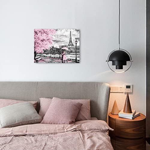 Париз Ајфелова кула wallид декор за спална соба платно wallидна уметност сликање слики за wallид за бања, розов париз девојки соба wallидна