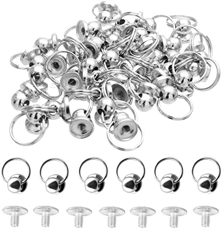 Хитфу 120 парчиња тркалезни столпчиња за глава, метални столпчиња со топка со влечење прстен, кожени занаетчиски занаети за занаетчиски