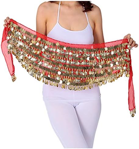 Wuchieal Dance Dance Hip Chiff Chiffon Belly Dance Same Same Wrap Belt Племенско здолниште со здолништа со златни монети со златни монети