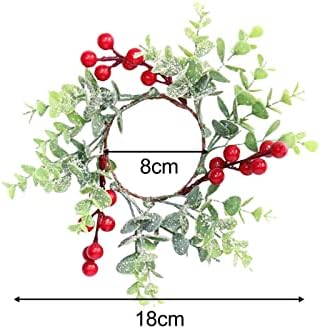 Менолана 2 парчиња Велигденски Прстени За Свеќи, Симулација Свеќник Црвени Бобинки Венец Свеќи Столб Венец За Вечера Дневна Соба Трпезариска Маса