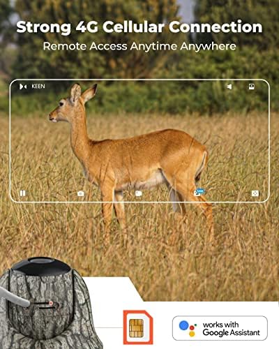 Keen Cellular Trail Camera Wireless Outdoor, 3G/4G LTE, камера со соларна игра со 360 ° PAN TILT, 2K Night Vision, Actimated Smart Motion,
