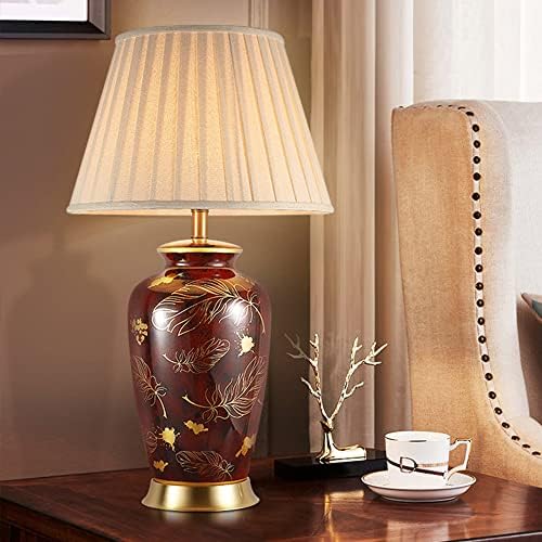 Tamyuse Chinoiserie цвет керамички биро ламба креветчиња за маса со тапани сенка ретро вазна керамичка ноќна ламба ноќна ламба за дневна
