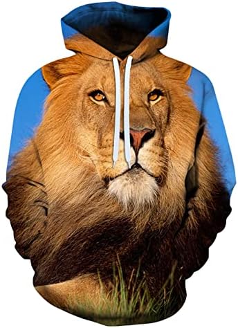 Моден 3Д лав печатен џемпер од качулка за мажи лабава памучна атлетска блуза врвна необична качулка