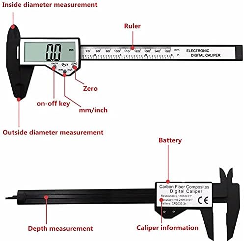 FZZDP 150mm LCD дигитален електронски електронски вирниер Калипер пластичен калипер водоотпорен алатка за мерење на инструменти