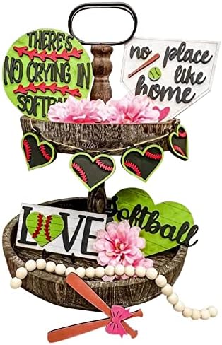 1 сет на лента за лента за бејзбол постави домашни забави Декоративни мини дрвени знаци бејзбол семејство бејзбол игра, издвоен