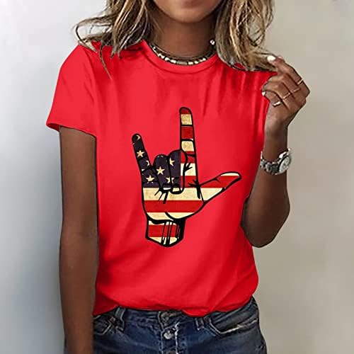 Патриотски кошули за жени во САД знаме маичка Обични летни врвови со кратки ракави маички starsвезди ленти удобни лабави маички врвови