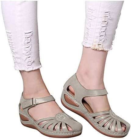 Ајомет сандали за жени облечени лето, женски бохемија папучи затворени пети шупливи сандали чевли за ленти за токи