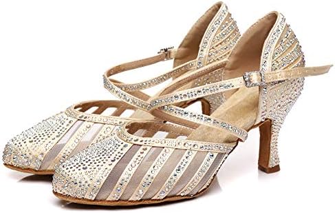 YKXLM Ballroom Dance Shoes за жени Латинска салса перформанси Професионални чевли за танцување со затворени пети, модел L403
