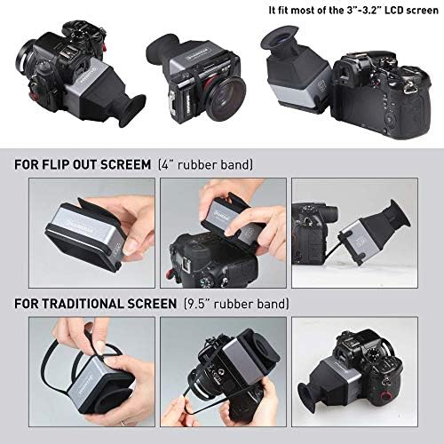 Камерар CVF-1 склопувачки LCD ViewFinder 3x величеник за 3,0 и 3,2 LCD екран на камера DSRL за Canon, Nikon, Pentax, Sony DSLR, аспиратор