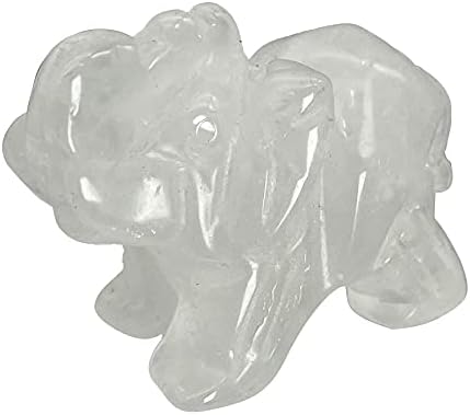 Hslutiee 1,5 Исцелување на кристал камен слонови фигурини, рачна врежана среќна старателска слонови џеб статуа примерок Reiki Fengshui