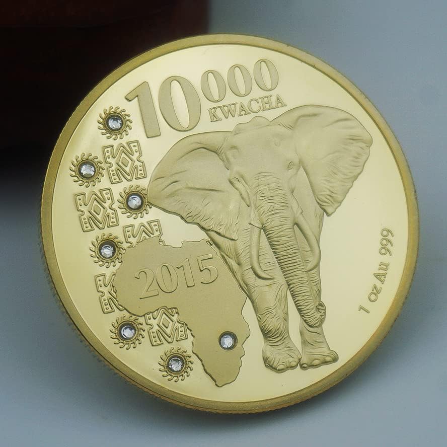 Африкански Замбија комеморативни монети дијамантски слонови златни монети диви животни африкански слонови комеморативни монети девизни монети