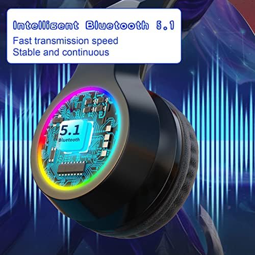 KE1CLO безжични слушалки за Bluetooth со 3 режими на игра и светлина на градиент, склопувачки слушалки за уво, Hifi стерео звук, вграден