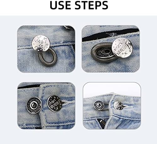 12 Компчиња за проширувачи на копчето за фармерки за половини за панталони за жени и мажи Силиконски метални панталони за прилагодување на