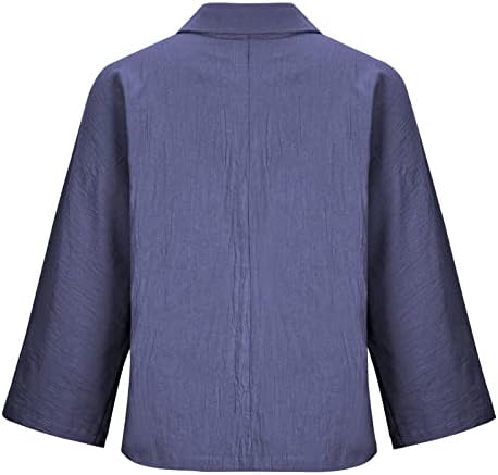 Чарела јуниори Основни блузи лабави кошули со блузи со долги ракави Хенли длабоко V turtleneck вратот постелнина салон блузи 2023