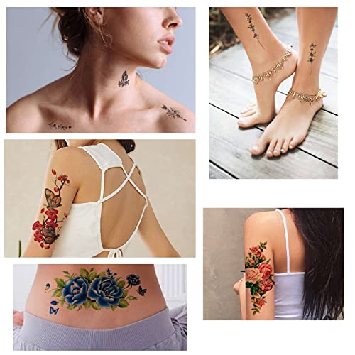 Кичиќ 60+ Дизајни Цветни Тетоважи Привремени Реални Големи Цветни Тетоважи За Жени Секси Цветни Цветови Гранка Привремена Тетоважа За