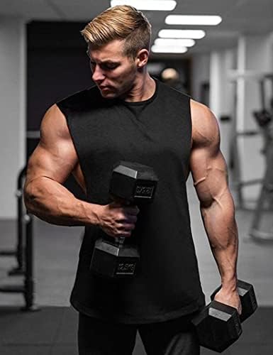 Elitespirit 3 пакувања машки мускули резервоарот врвови суво вклопување без ракави, исечени кошули бодибилдинг салата за вежбање