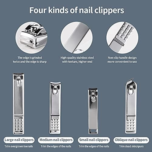 Клипер за нокти Kanuz Професионален комплет за чешлање комплет за педикир Алатки за сечење на нокти со луксузни маникирски ножици за