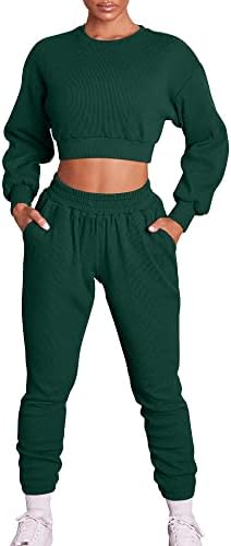 Mizoci Women'sенски 2 парчиња облеки за тренинзи за тренингот со долги ракави на врвни панталони за џогерски панталони