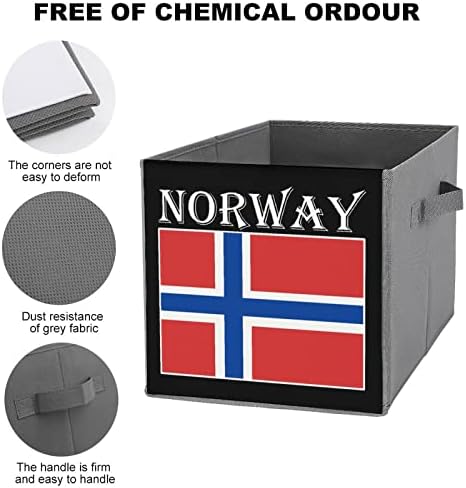 Знаме На норвешка Големи Коцки Канти За Складирање Склопувачки Платно Кутија За Складирање Организатори На Плакарот За Полици