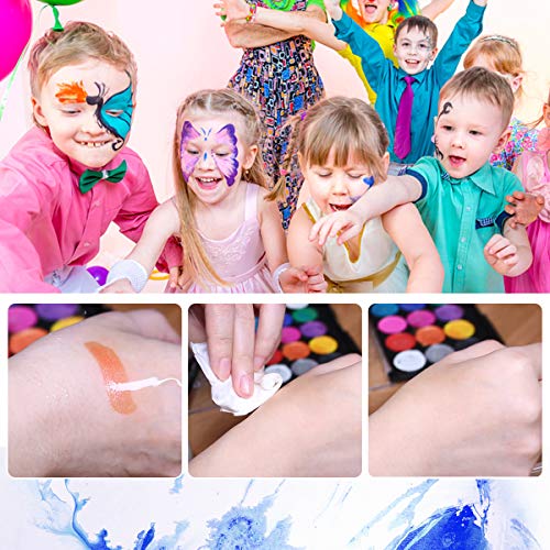 Комплет за боја на лице Јаналиа, боја за тетоважа на лице со 15 бои, професионална палета што се мие со четка за деца, забава/Ноќта на вештерките/космеј/Божиќ/уметничко
